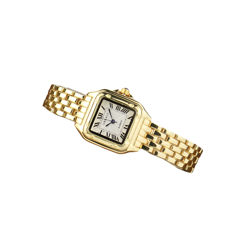 Adeline - Damski Kwadratowy Srebrny Zegarek Kwarcowy, Wyrafinowany i Elegancki