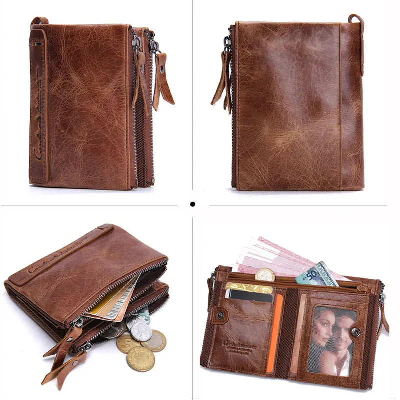 Ewa - Damski Stylowy Portfel z Podwójnym Zamkiem, Elegancki i Funkcjonalny