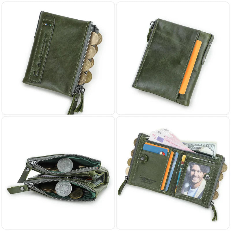 Ewa - Damski Stylowy Portfel z Podwójnym Zamkiem, Elegancki i Funkcjonalny