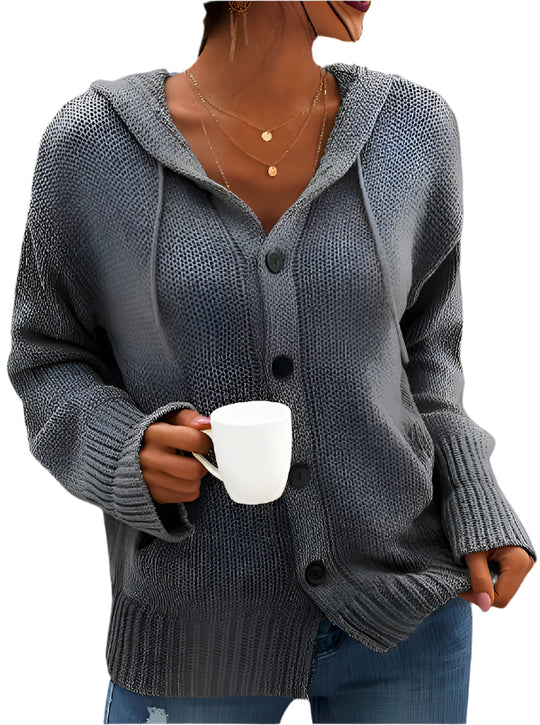 Karolina - Damski Wygodny Kardigan z Kapturem, Casualowy i Ciepły