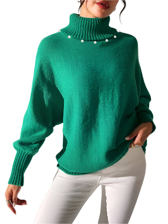 Magda - Damski Przytulny Sweter z Wysokim Kołnierzem, Ciepły i Stylowy