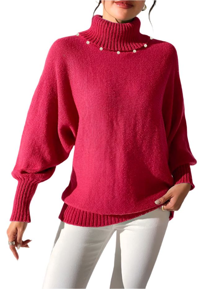 Magda - Damski Przytulny Sweter z Wysokim Kołnierzem, Ciepły i Stylowy