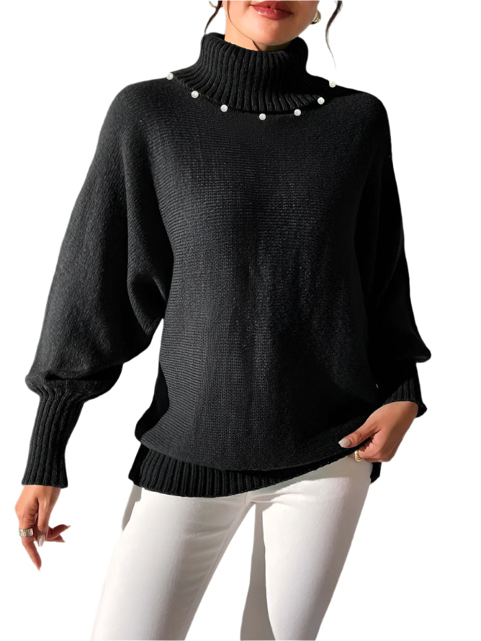 Magda - Damski Przytulny Sweter z Wysokim Kołnierzem, Ciepły i Stylowy