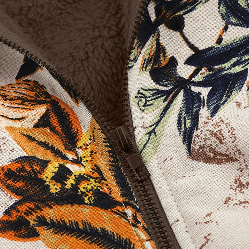 Zofia - Damski Przytulny Kardigan Zimowy z Kwiatowym Wzorem