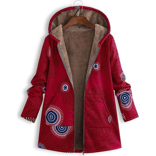 Zofia - Damski Przytulny Kardigan Zimowy z Kwiatowym Wzorem